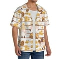 thumbnail image 1 of Lsque Cute Bee Gnome print Men's Cuban Collar Short Sleeve Shirt Summer Beachwear Casual Button Down Fashionable Vacation Leisure Shirt-X-Large, 1 of 7