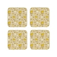 thumbnail image 1 of Lsque Cute Bee Gnomes Pattern 4" Drink Coasters Set of 4, PVC Leather Absorbent Coasters, Table Coaster Set Decorative Coffee Cup Coasters Housewarming Gift -Square, 1 of 6
