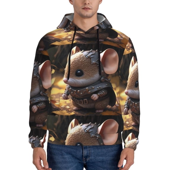 Lsque Cute Big-Eared Mouse Pattern Casual Men's Hoodie,Hooded Sweatshirt with Kangaroo Pocket,Pullover Hoodie-3X-Large
