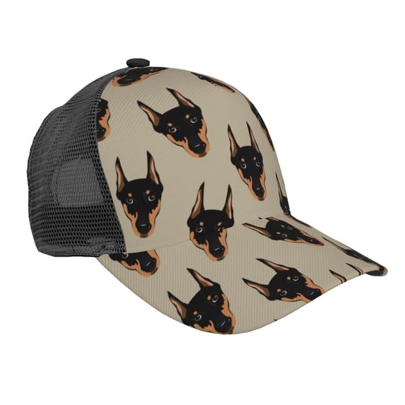 Lsque Cute Black Dog Printed Trucker Hat - Baseball Cap for Men Women - Breathable Mesh Side, Adjustable Fit - for Casual Wear