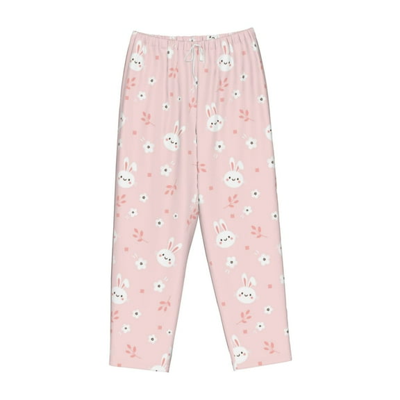 Lsque Cute Bunny Print Women's Pajama Pants, Lounge Pant - Comfortable Home Wear,Elastic Waistband, Stylish Design-Small