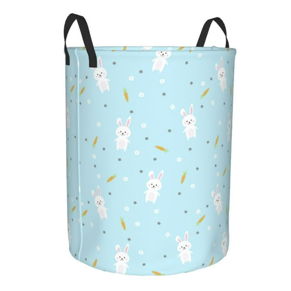 Lsque Cute Bunny pattern Laundry Hamper Basket, Tall Woven Rope Hamper Basket for Clothes, Lightweight Storage Basket, Collapsible Waterproof-Small