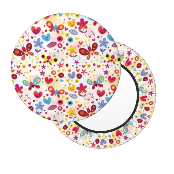 Lsque Cute Butterfly Flowers Round Bar chair cushion covers Velvet Fabric Premium Comfort Protects from Scratches and Stains for 14-17 Inch Chair- 13 inch