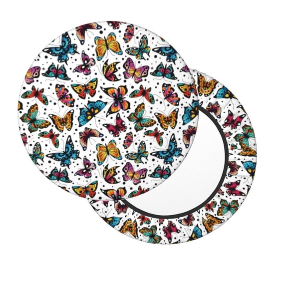 Lsque Cute Butterfly Round Bar chair cushion covers Velvet Fabric Premium Comfort Protects from Scratches and Stains for 14-17 Inch Chair- 12 inch