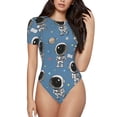 thumbnail image 1 of Lsque Cute Cartoon Astronaut Women's Crew Neck Short Sleeve Bodysuit Basic T Shirts Tops Onesie Adult Cute Pajama-X-Large, 1 of 8