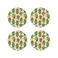 thumbnail image 1 of Lsque Cute Cartoon Cactus Pattern 4" Drink Coasters Set of 4, PVC Leather Absorbent Coasters, Table Coaster Set Decorative Coffee Cup Coasters Housewarming Gift -Round Shape, 1 of 6