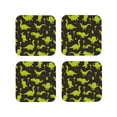 thumbnail image 1 of Lsque Cute Cartoon Dinosaurs Pattern 4" Drink Coasters Set of 4, PVC Leather Absorbent Coasters, Table Coaster Set Decorative Coffee Cup Coasters Housewarming Gift -Square, 1 of 6