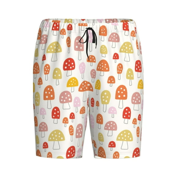 Lsque Cute Cartoon Mushrooms Mens Sleep Pajama Shorts,Short Pajama Pants, Cotton Ultra-Soft Knit-4X-Large