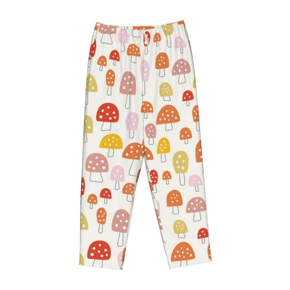 Lsque Cute Cartoon Mushrooms Print Women's Pajama Pants, Lounge Pant - Comfortable Home Wear,Elastic Waistband, Stylish Design-Large