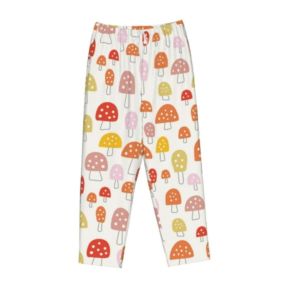 Lsque Cute Cartoon Mushrooms Print Women's Pajama Pants, Lounge Pant - Comfortable Home Wear,Elastic Waistband, Stylish Design-X-Large