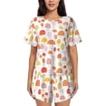 thumbnail image 1 of Lsque Cute Cartoon Mushrooms Women's Short-Sleeved Pajama Set - 2 Piece Soft and Lightweight Sleepwear Set-3X-Large, 1 of 9