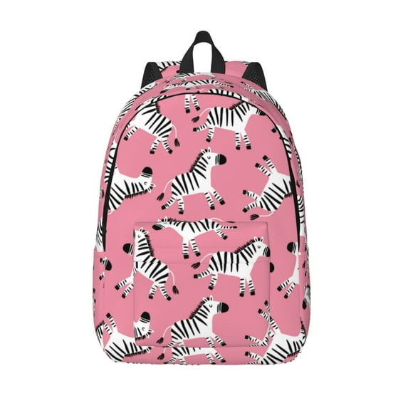 Lsque Cute Cartoon Zebra Pattern Canvas Daypack, Durable Backpack, High-quality Versatile Backpack,Vintage Compact Backpack-Medium