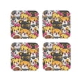 thumbnail image 1 of Lsque Cute Cat Cartoon Pattern 4" Drink Coasters Set of 4, PVC Leather Absorbent Coasters, Table Coaster Set Decorative Coffee Cup Coasters Housewarming Gift -Square, 1 of 6