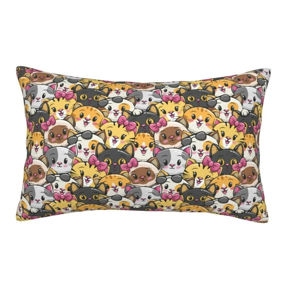 Lsque Cute Cat Pattern Pillow Case – Soft & Cozy Throw Pillow Cover, Hypoallergenic Cushion Case for Sleeping Women with Envelope Closure-16"x24"