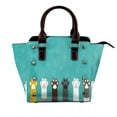 thumbnail image 1 of Lsque Cute Cat Paw And Dog Pattern Leather Rivet Shoulder Bag – Elegant Genuine Leather & Microfiber PU Crossbody with Detachable Adjustable Strap, 1 of 5