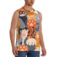 thumbnail image 1 of Lsque Cute Cat Paw Print Men's Cotton Blend Sleeveless Muscle Shirts (S-3XL)- Moisture Wicking, Odor Protection, UPF 30+,Medium, 1 of 8