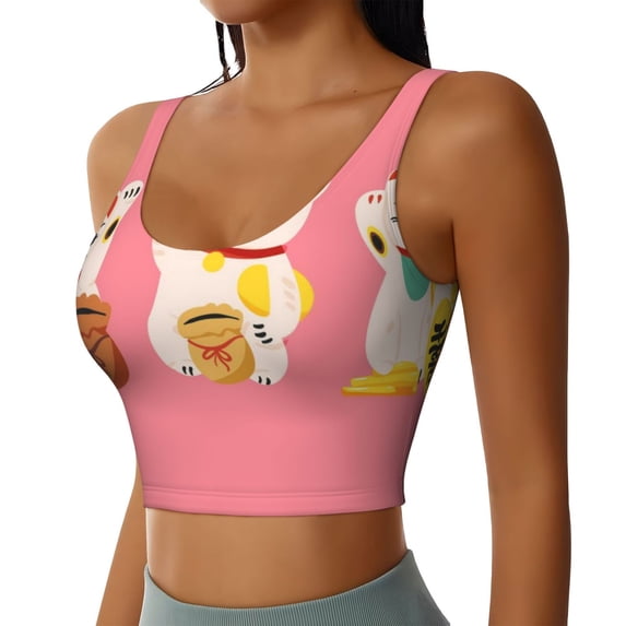 Lsque Cute Cat Printed Women'S Sports Bra, Compression, Moisture Wicking, High-Impact Sports Bra For Women,Supportive sports bra-XX-Large