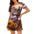 thumbnail image 1 of Lsque Cute Cat Sunflower Pattern Nightgowns for Women Sleep Shirts Short Sleeve Nightshirt Pullover Nightdress Soft Sleepwear Relaxed Fit Nightdress, 1 of 6