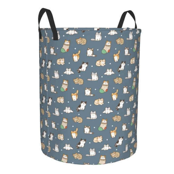 Lsque Cute Cats And Dogs pattern Laundry Hamper Basket, Tall Woven Rope Hamper Basket for Clothes, Lightweight Storage Basket, Collapsible Waterproof-
