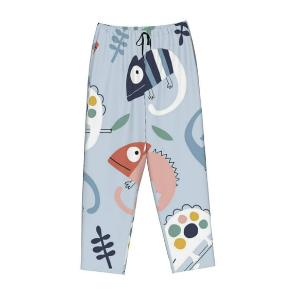 Lsque Cute Chameleons On Blue Print Women's Pajama Pants, Lounge Pant - Comfortable Home Wear,Elastic Waistband, Stylish Design-Large