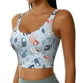 thumbnail image 1 of Lsque Cute Chameleons On Blue Printed Women'S Sports Bra, Compression, Moisture Wicking, High-Impact Sports Bra For Women,Supportive sports bra-Small, 1 of 9