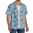 thumbnail image 1 of Lsque Cute Chickens and Flowers print Men's Cuban Collar Short Sleeve Shirt Summer Beachwear Casual Button Down Fashionable Vacation Leisure Shirt-Large, 1 of 7
