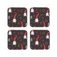 thumbnail image 1 of Lsque Cute Christmas Gnomes Pattern 4" Drink Coasters Set of 4, PVC Leather Absorbent Coasters, Table Coaster Set Decorative Coffee Cup Coasters Housewarming Gift -Square, 1 of 6