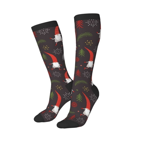 Lsque Cute Christmas Gnomes Printed Crew Socks Men's Women's LightWeight Thin Casual Calf Socks ,Knee High Socks,Cotton Socks