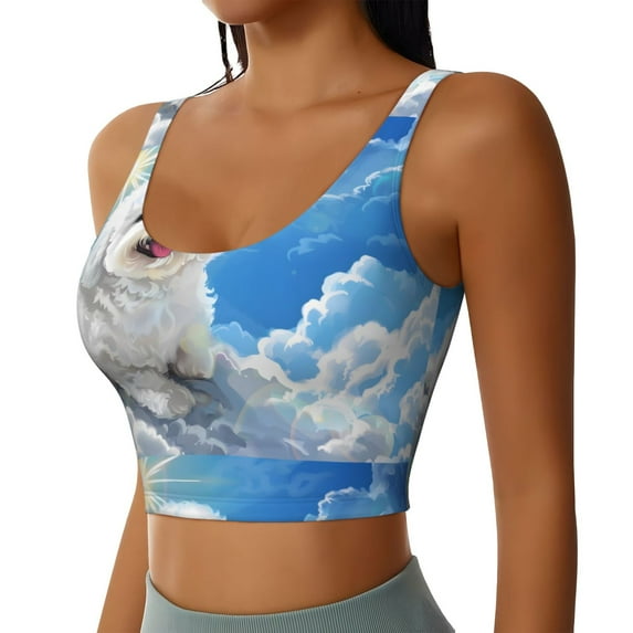 Lsque Cute Cloud Bichon Frise Printed Women'S Sports Bra, Compression, Moisture Wicking, High-Impact Sports Bra For Women,Supportive sports bra-Large