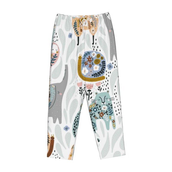 Lsque Cute Colorful Animal Print Women's Pajama Pants, Lounge Pant - Comfortable Home Wear,Elastic Waistband, Stylish Design-Small