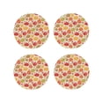 thumbnail image 1 of Lsque Cute Colorful Pumpkins Pattern 4" Drink Coasters Set of 4, PVC Leather Absorbent Coasters, Table Coaster Set Decorative Coffee Cup Coasters Housewarming Gift -Round Shape, 1 of 6