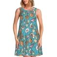 thumbnail image 1 of Lsque Cute Conch Pattern Summer Dresses for Women – Sleeveless T-Shirt Swing Sundress, Perfect for the Beach and Casual Days, 1 of 7