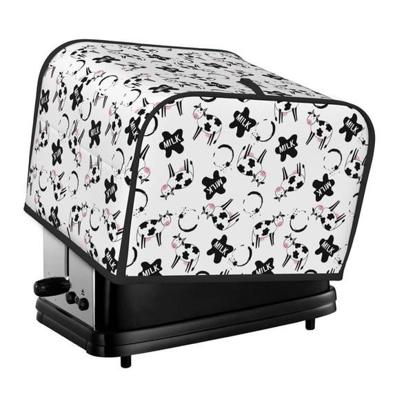 Lsque Cute Cow and Milk Stains Print 4 Slice Toaster Cover , Kitchen Appliance Dustproof Protector , Toaster Protector Dustproof Kitchen Appliance Cover