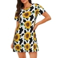 thumbnail image 1 of Lsque Cute Cow Print Sunflower B Pattern Nightgowns for Women Sleep Shirts Short Sleeve Nightshirt Pullover Nightdress Soft Sleepwear Relaxed Fit Nightdress, 1 of 6