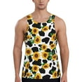 thumbnail image 1 of Lsque Cute Cow Print Sunflower C Pattern Mens Tank Tops Muscle Athletic Quick Dry Sleeveless Workout Fitness T Shirts Beach Tank Top, Loose-fit Sleeveless Shirt for Men-4X-Large, 1 of 7