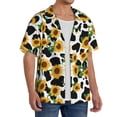 thumbnail image 1 of Lsque Cute Cow Print Sunflower C print Men's Cuban Collar Short Sleeve Shirt Summer Beachwear Casual Button Down Fashionable Vacation Leisure Shirt-Small, 1 of 7