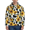 thumbnail image 1 of Lsque Cute Cow Print Sunflower D Pattern Casual Men's Hoodie,Hooded Sweatshirt with Kangaroo Pocket,Pullover Hoodie-Small, 1 of 7