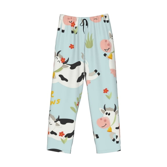 Lsque Cute Cows Print Men's Pajama Pants, Lounge Pant - Comfortable Home Wear,Elastic Waistband, Stylish Design-Small