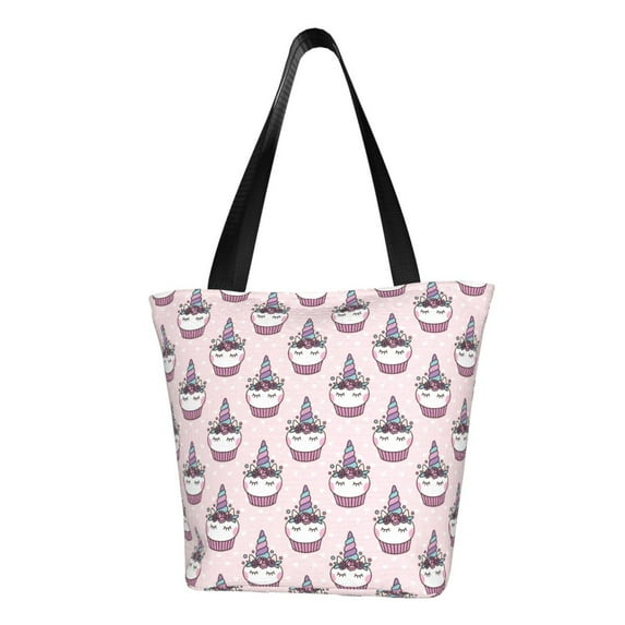 Lsque Cute Cupcake Pattern Beach Tote,Shoulder Handbag,Spacious Tote Bag,Lightweight Travel Bag,Versatile Shopping Bag
