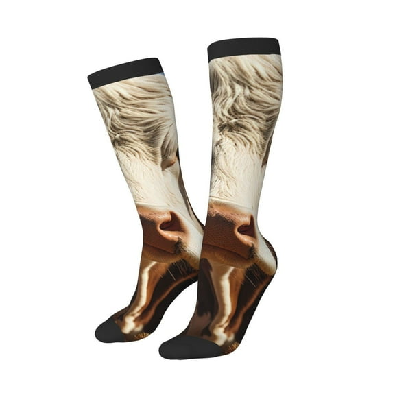 Lsque Cute Daisy Cow Printed Crew Socks Men's Women's LightWeight Thin Casual Calf Socks ,Knee High Socks,Cotton Socks