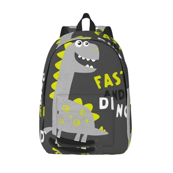 Lsque Cute Dinosaur Pattern Canvas Daypack, Durable Backpack, High-quality Versatile Backpack,Vintage Compact Backpack-Medium