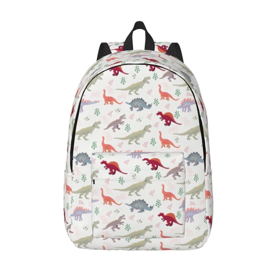 Lsque Cute Dinosaur Pattern Canvas Daypack, Durable Backpack, High-quality Versatile Backpack,Vintage Compact Backpack-Small
