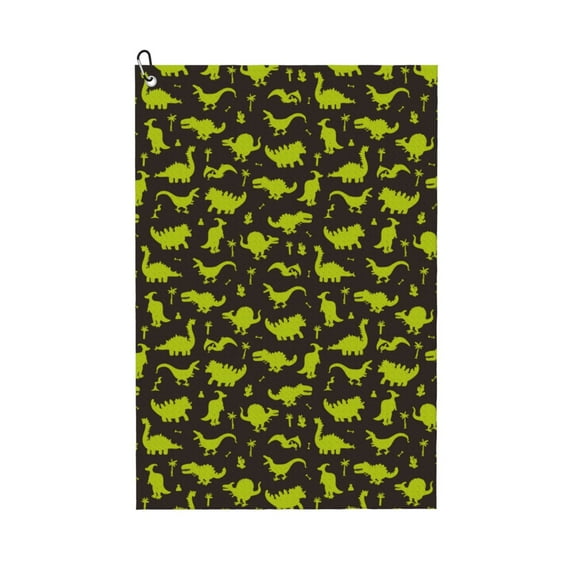 Lsque Cute Dinosaurs (2) Premium Golf Towel - Ultra Absorbent and Quick Drying Microfiber Towel with Carabiner - Gift for Men -24" X 16"