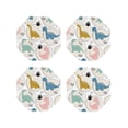 thumbnail image 1 of Lsque Cute Dinosaurs Pattern 4" Drink Coasters Set of 4, PVC Leather Absorbent Coasters, Table Coaster Set Decorative Coffee Cup Coasters Housewarming Gift -Octagon, 1 of 6