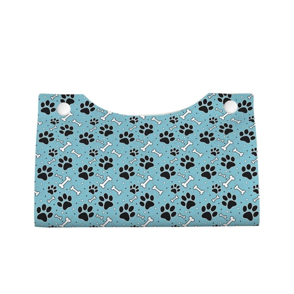 Lsque Cute Dog Footprints Printed Long Tissue Box Cover Holder, Facial Paper Organizer Dispenser,Triangle with Bottom Belt, PVC Leather Decorative Organizer
