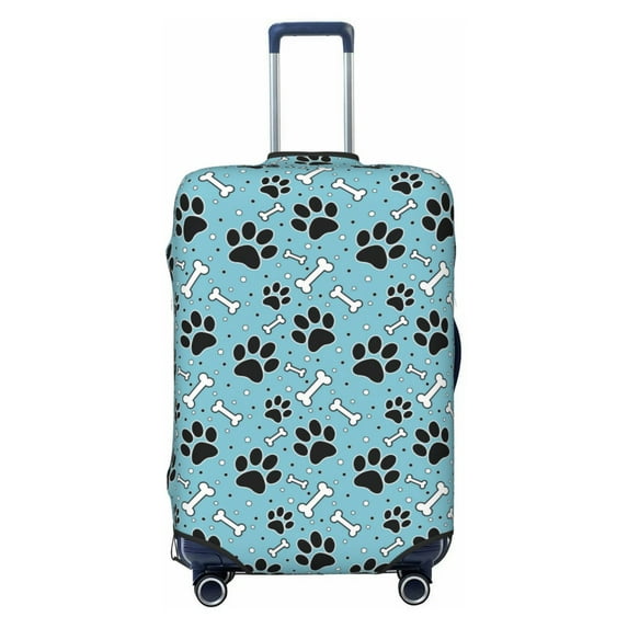 Lsque Cute Dog Footprints Printed Luggage Cover, Travel Luggage Protector,Scratch and Dirt Resistant, Fits 18-32 Inch Luggage - Large