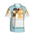 thumbnail image 1 of Lsque Cute Dog In Bathtub pattern Hawaiian Shirt for Men, Unisex Summer Beach Casual Short Sleeve Button Down Shirts-Small, 1 of 9