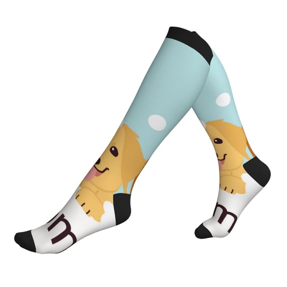 Lsque Cute Dog In Bathtub1 Pattern Sport Compression Socks for Men & Women 15-20 mmHg Knee High Nurse Pregnant Running Medical and Travel Athletic
