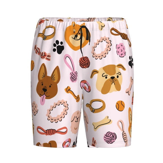Lsque Cute Dog Mens Sleep Pajama Shorts,Short Pajama Pants, Cotton Ultra-Soft Knit-Large