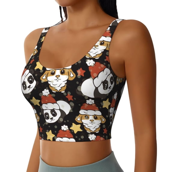Lsque Cute Dog Panda Printed Women'S Sports Bra, Compression, Moisture Wicking, High-Impact Sports Bra For Women,Supportive sports bra-XX-Large